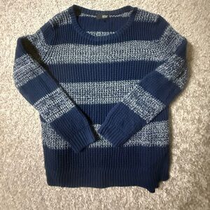ANA Navy Blue Striped Chunky Loose Knit Sweater – Women’s Size Large